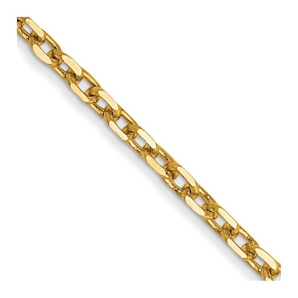 14k Yellow Gold 24in 1.8mm Diamond-cut Round Open Link Cable Lobster Clasp Chain